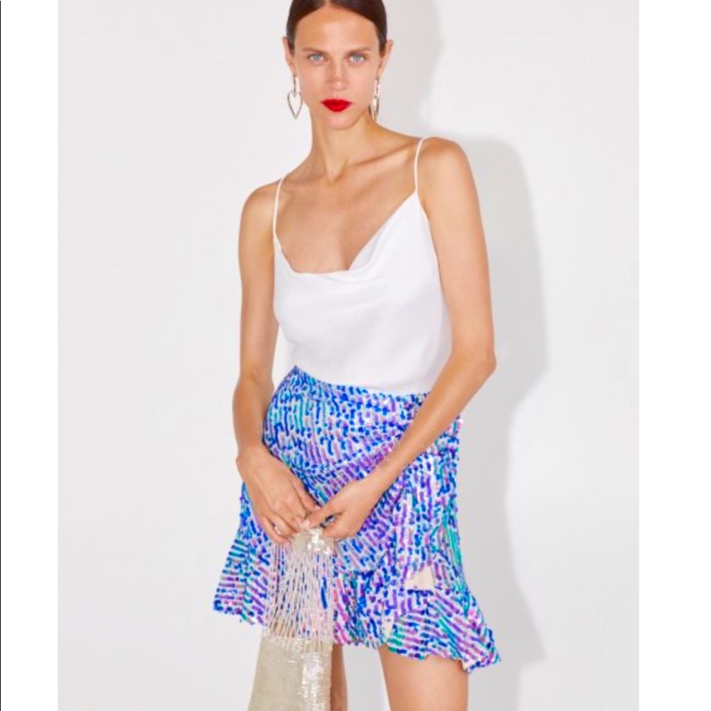 Zara Blue and Purple Mini Skirt